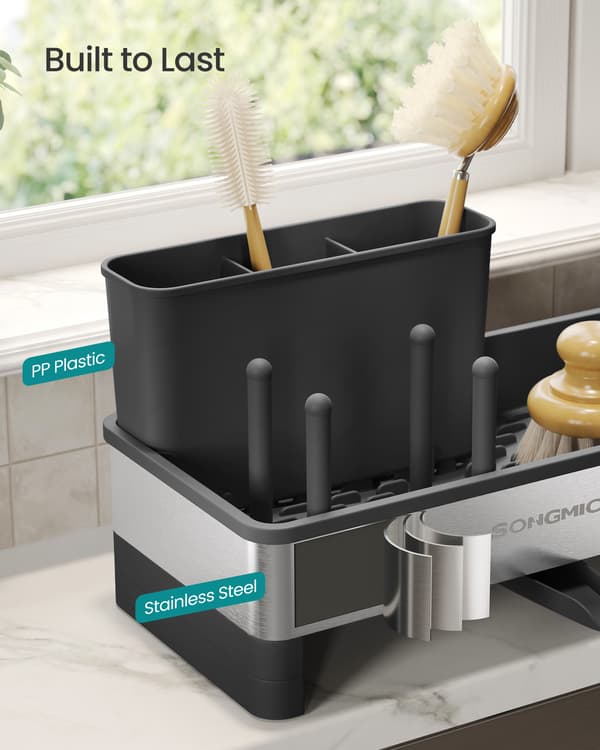 Vaskorganisator 24,7x12,7x23 cm sort rustfrit stål