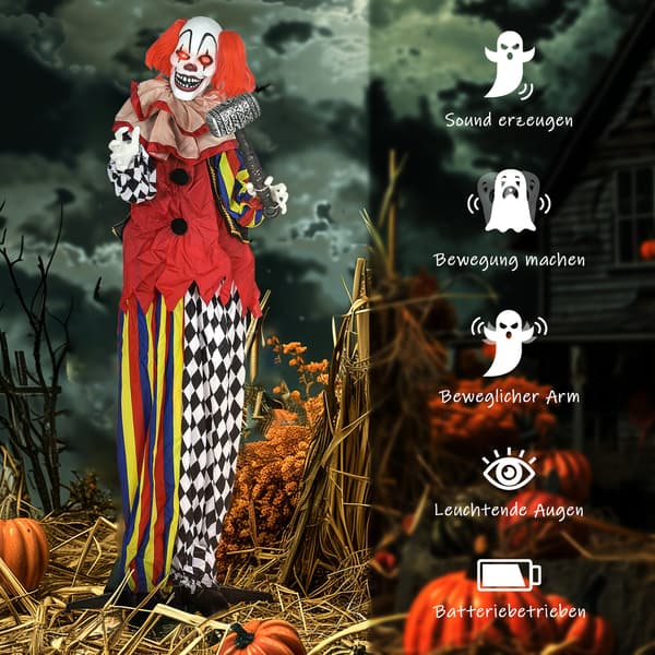 Halloween Animatronic Klovn 173 cm multicolor