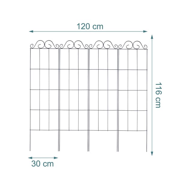 Trellis sæt 116x30x0,5 cm sort stål, Kodustaar