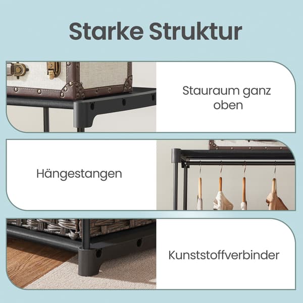 Garderobe 112x43x165 cm Svart Stoff
