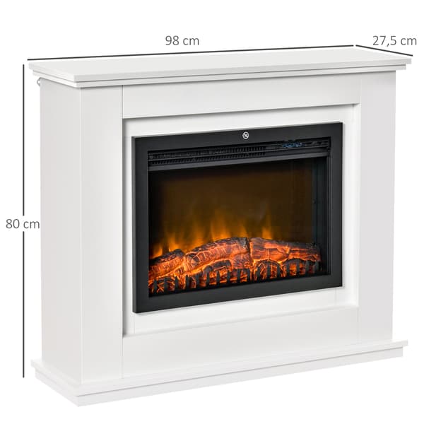 Elektrisk eldstad 98x27,5x80 cm vit