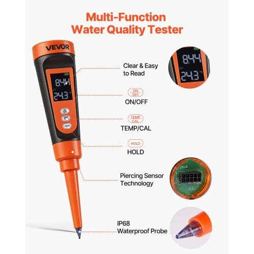 Fødevarer pH-meter PH012 44x44x220 mm orange/sort