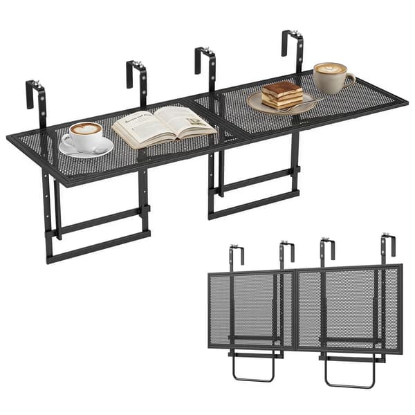 Altanrækværksborde 2 stk 122x46-51x60-79 cm sort