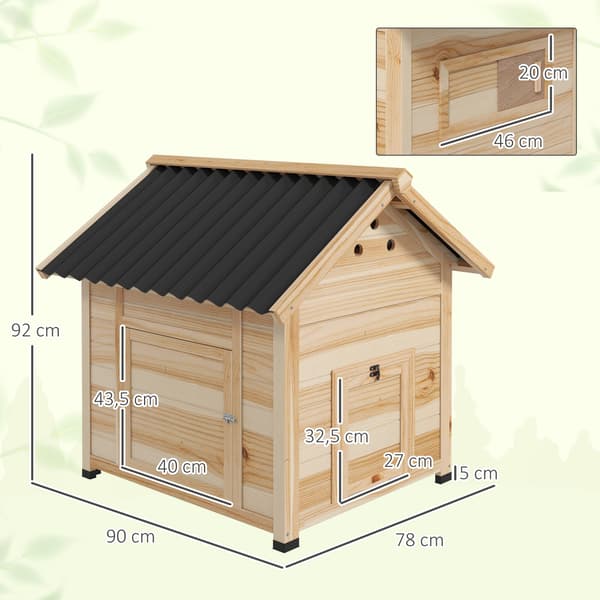 Andehus 78x90x92 cm natur/sort