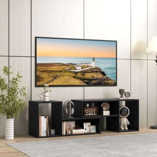 Konsol TV-stativ, 80x30x40 cm, Sort/Hvid