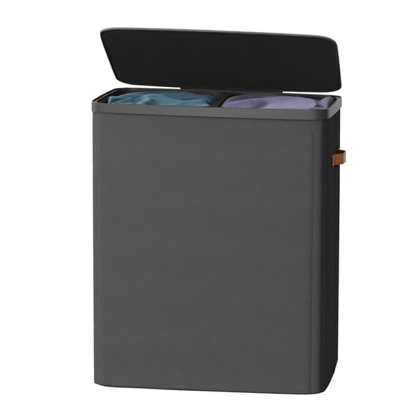 Tvättkorg 56x40x75 cm Svart Polyester Tyg