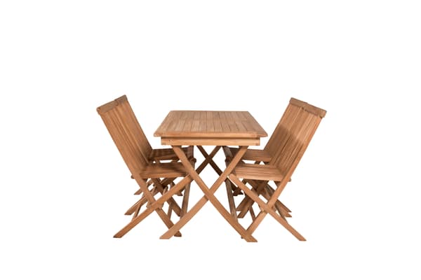 Spisebord og foldestole sæt 120x70x75 cm teak