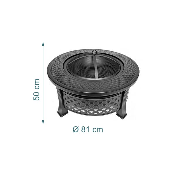 Fire Bowl 50x81x81 cm sort stål, Kodustaar