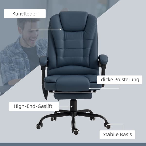Massagestol til kontor, 67x67x111-121 cm, Blå