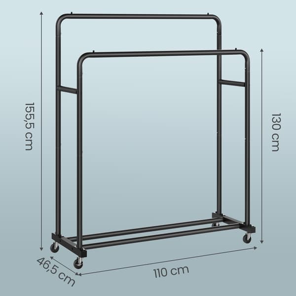 Tøjstativ 46,5x110x155,5 cm Sort Stål