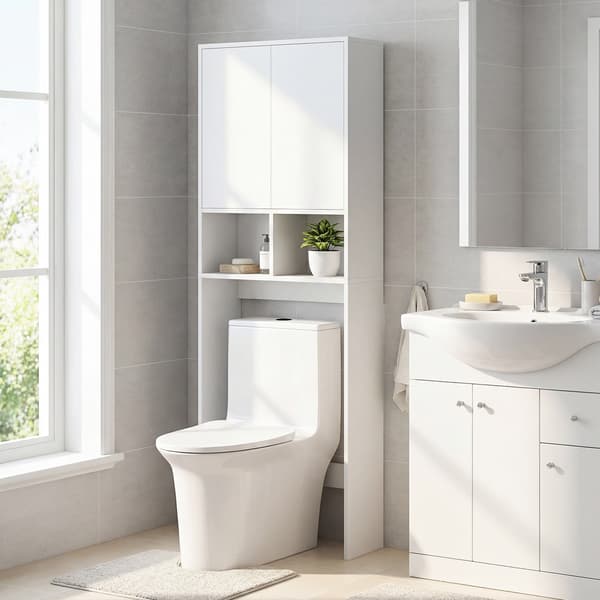 Opbevaringsskab til over toilettet 60x23x166 cm hvid