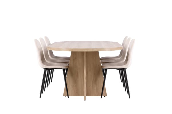 Spisebord Bootcut 230x115 cm hvidvasket