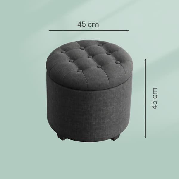 Rund Ottoman med förvaring 45x45x44,5 cm Mörkgrå