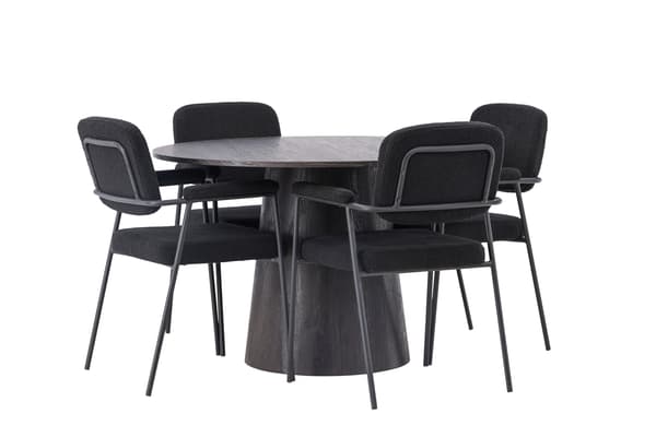 Spisebord og stol sæt Lanzo 120 cm brun og sort