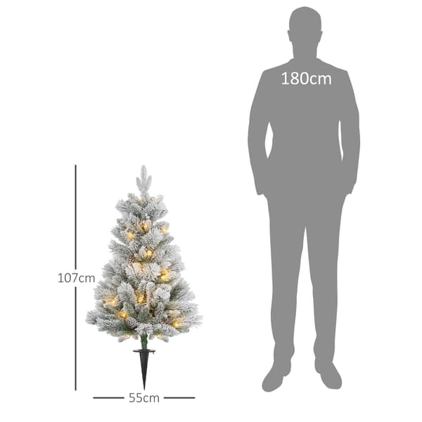 Julgranar med LED-belysning 2 st Ø55x107 cm grön/vit