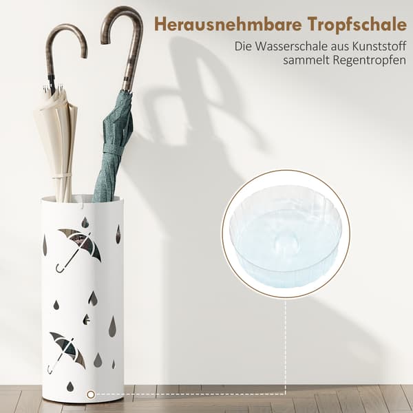Parasolstander 17x41 cm Hvid Stål