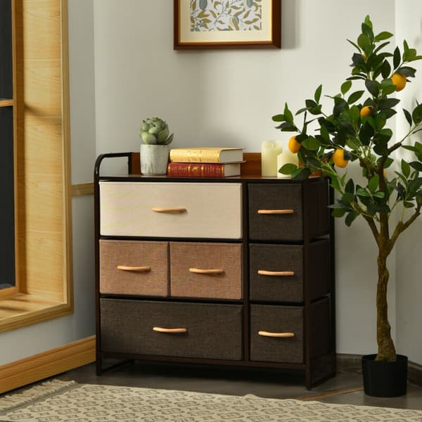 Kommode med 7 skuffer 80x29x79 cm creme