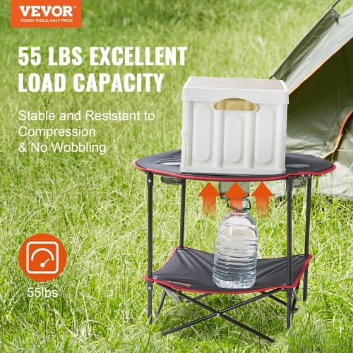 Fällbart campingbord, 72x72x61 cm, svart, 600D Oxford-tyg