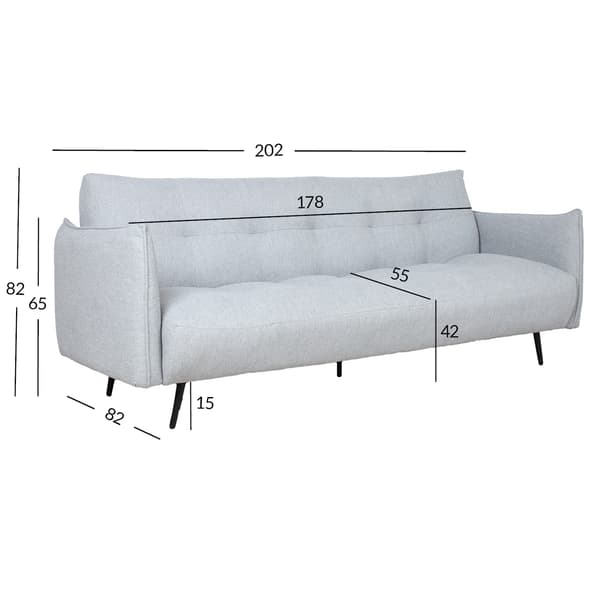 Vuodesohva LANDER 202x82x82 cm Vaaleanharmaa Kangas