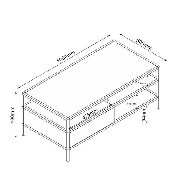 Soffbord HEDVIG 100x50x40 cm Ask Svart