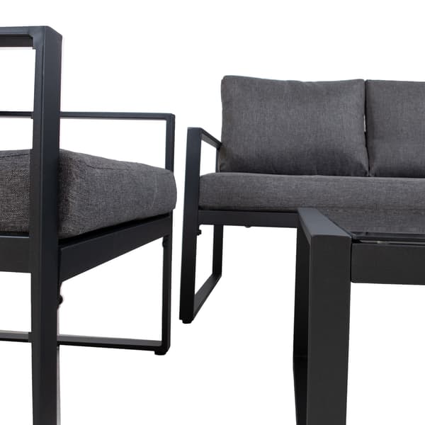Trädgårdsmöbelset Leipzig Bord Soffa 2 Stolar Stål