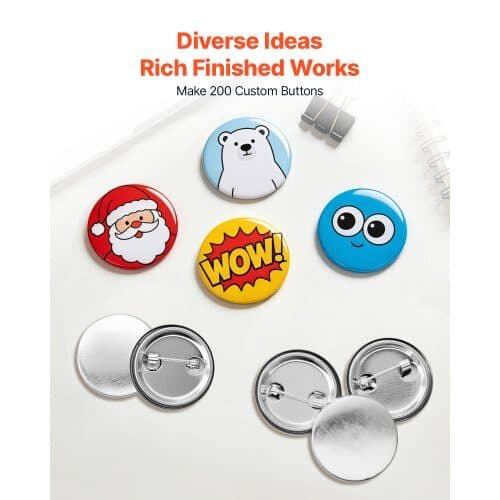 Knappdelar med nålfäste 200 set Ø58 mm silver/vit
