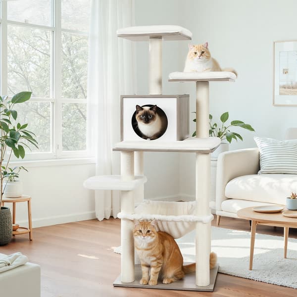 Kattetræ 55x45x138 cm Greige træ