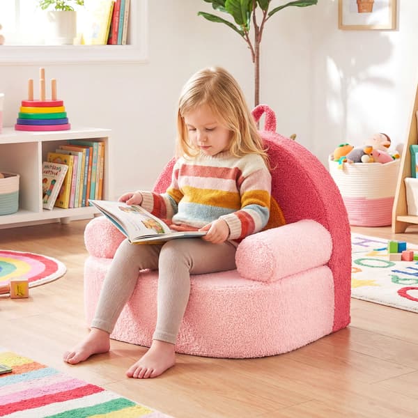Børneskumsofa 54x45x45 cm pink/beige/pink/regnbue