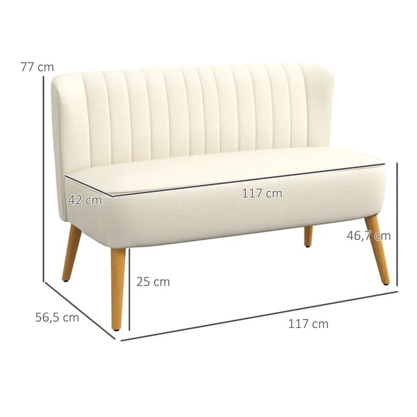 2-sits soffa 117x56,5x77 cm krämvit