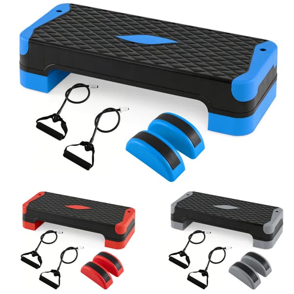 Aerobic Step Platform Sæt 3-i-1 27x11x4-7,5 in blå/sort