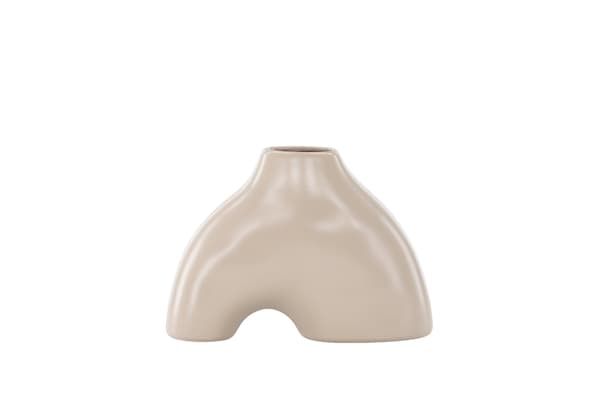Vase, 21x8x15 cm, Beige, Stentøj