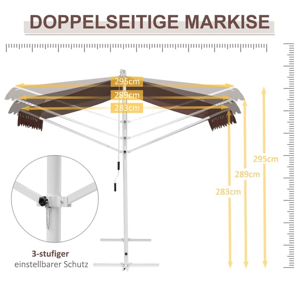 Fristående markis, 450x340x255 cm, Brun