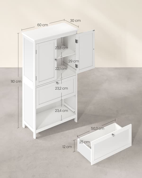 Badrumsskåp 60x30x110 cm Vit MDF