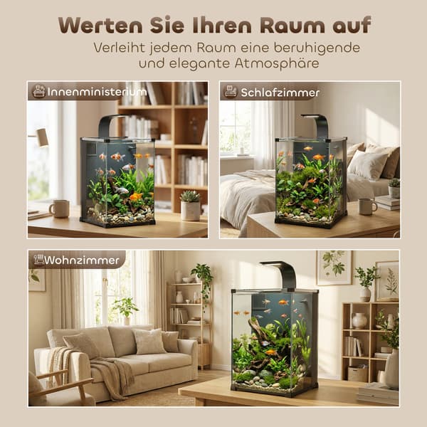 Akvarium Komplet Sæt 30x30x45,5 cm Sort Glas
