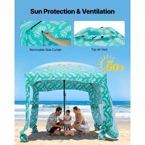 Strandcabana 183x183x229 cm Blå Solskydd
