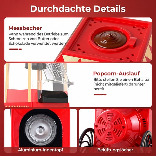 Popcorn-kone 16,5x24,5x39 cm punainen/kulta