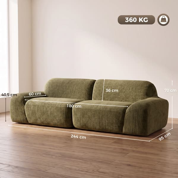 3-sits soffa 244x95x70 cm mörkgrön