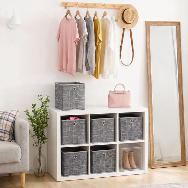 Förvaringslåda Set 26x26x28 cm Grå Tyg