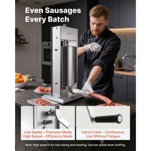 Pølsestopper, 15 L Vertikal Manuel Rustfrit Stål, Kraftig