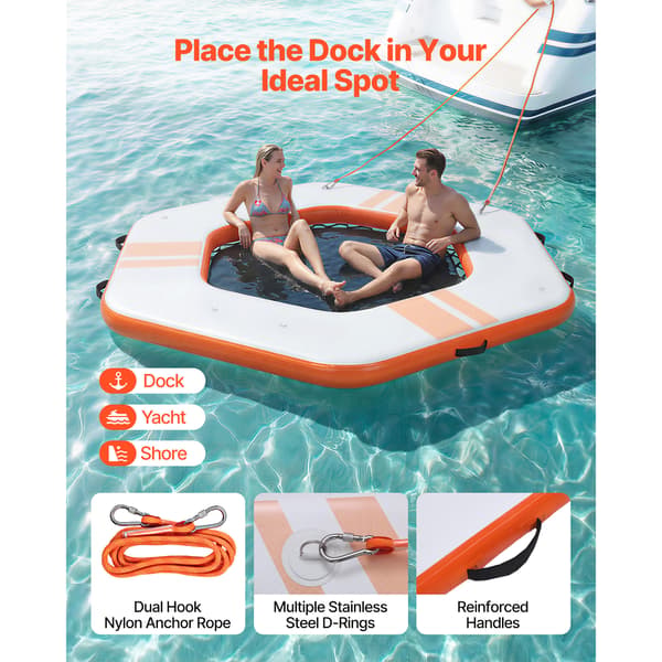 Oppustelig flydedock 260x260x15 cm Orange