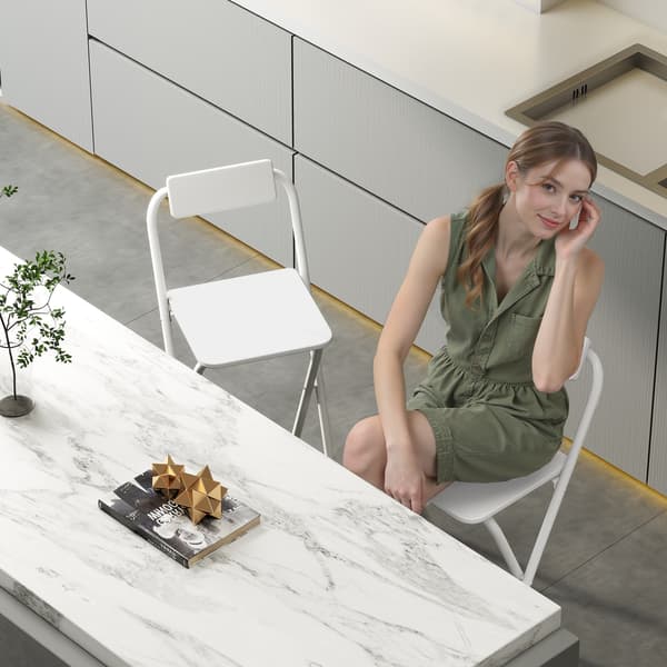 Barstol Sæt Foldbar Barstol 37x45x87 cm Hvid Stål
