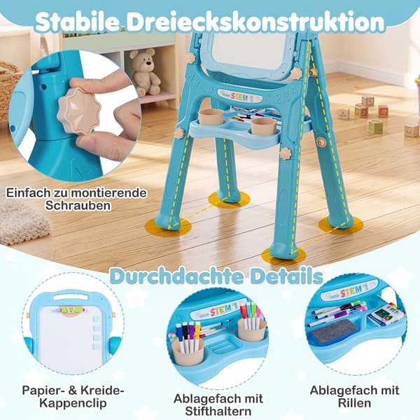 Kunststaffeli til børn, justerbar højde, grøn