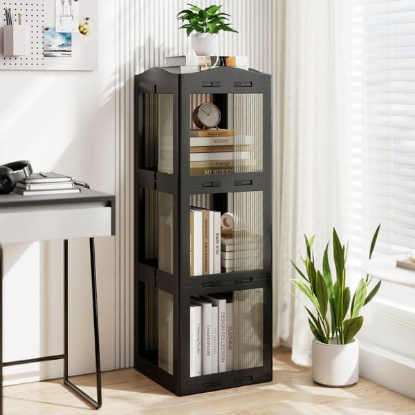 Bogreol, 36.5x36x108 cm, Sort, Sammenklappelig Opbevaring , Star