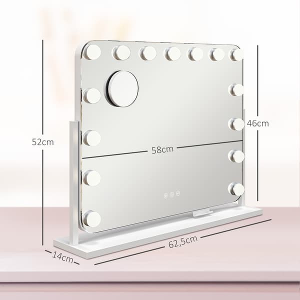 LED-sminkspegel, 62,5x14x52 cm, vit