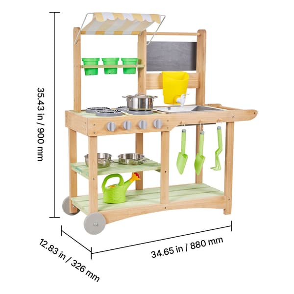 Mud Kitchen, 88x32,6x90 cm, Grøn, Træ