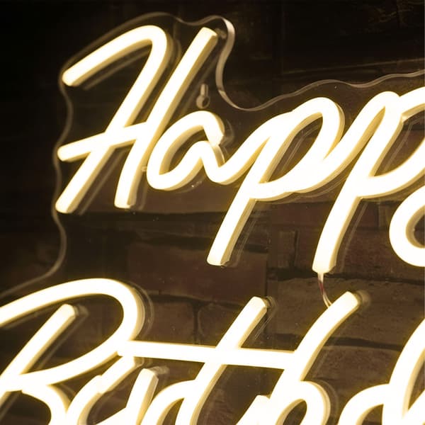 LED-skylt, Happy Bday, 28x40x1 cm, Kräm, Kodustaar