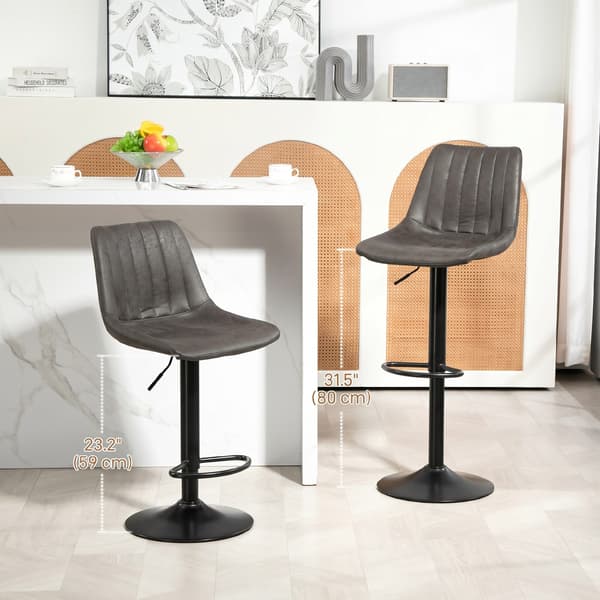 Barstolar set om 2 43x46,5x89-110 cm mörkgrå