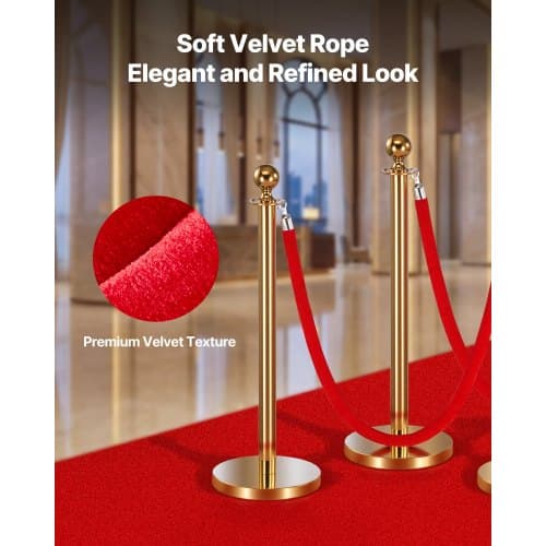 Avspärrningsrep, 2 stycken, 150 cm, röd, sammet