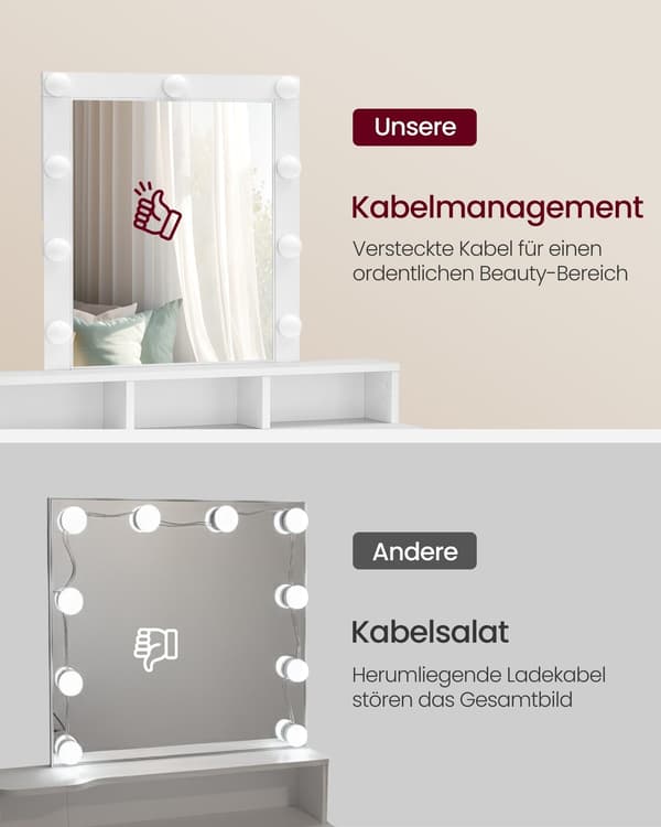 Sminkbord med belysning vit