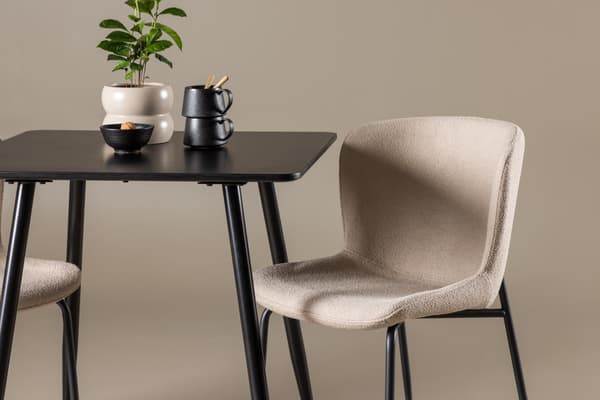 Spisebordssæt Polar spisebord med Modesto stole 75x75 cm sort beige MDF